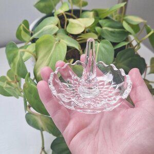 Vintage Crystal Glass Ring Holder jewellery Dish